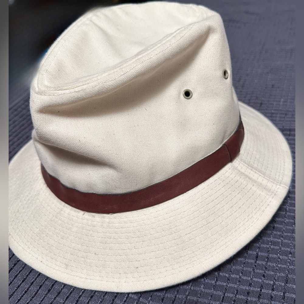 Eddie Bauer | Vintage Canvas Beige Fedora Hat, Unisex Size Medium - Picture 3 of 12